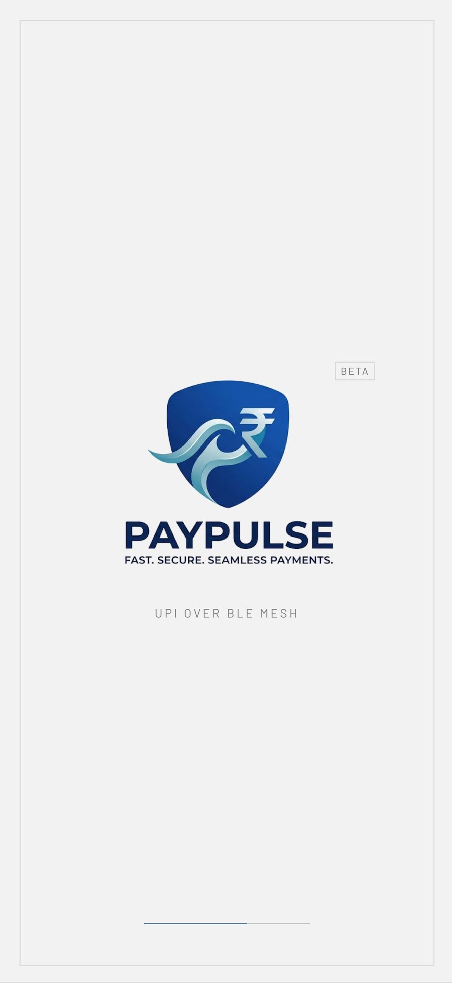 PayPulse splash screen — UPI over BLE mesh